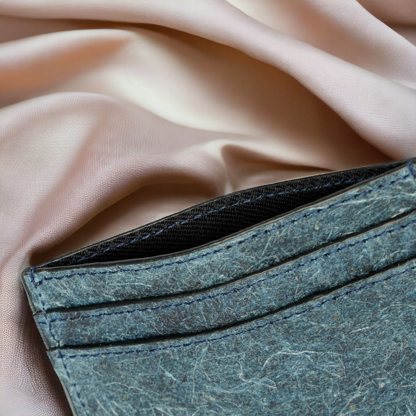 Coconut Leather Card Holder - Dark Indigo