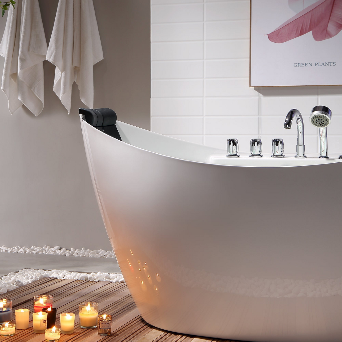 Empava-59AIS11 59 in. Whirlpool Freestanding Acrylic Bathtub