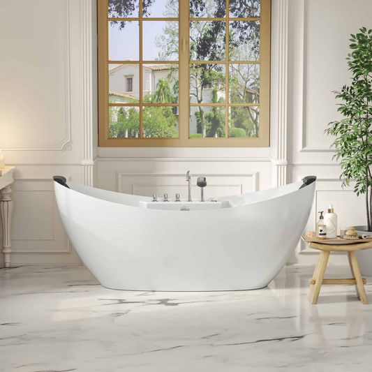 Empava-67AIS10 67 in. Whirlpool Freestanding Acrylic Bathtub