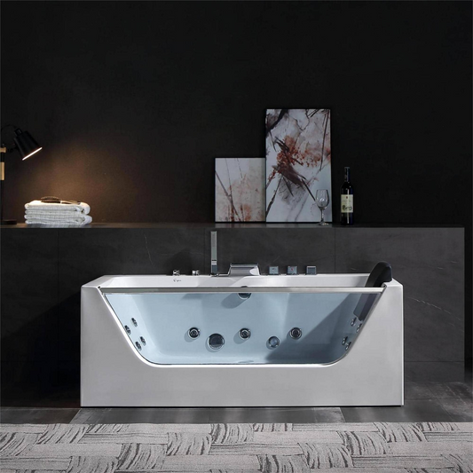 Empava-59JT408LED 59 in. Whirlpool Waterfall Faucet Hydromassage Bathtub