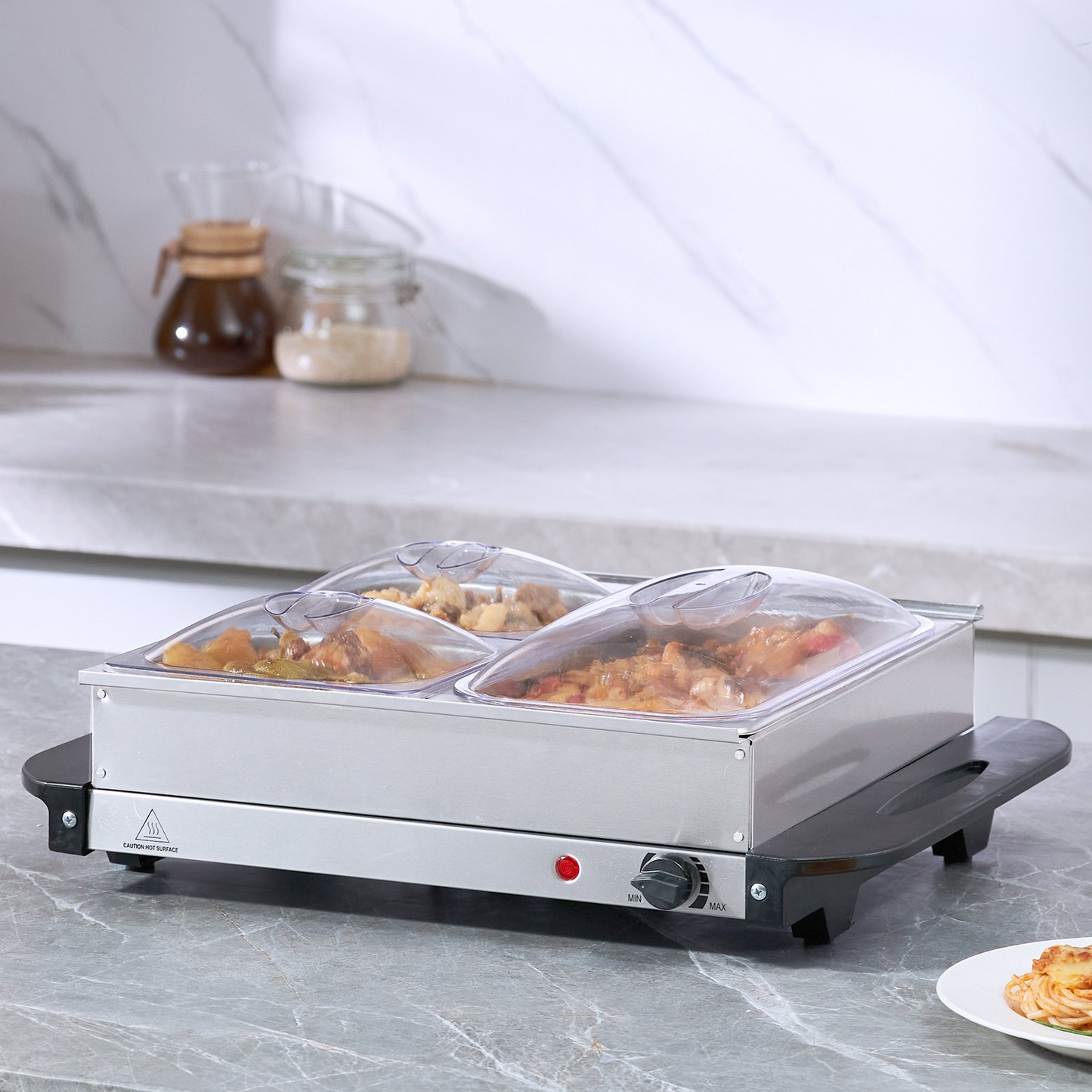 VEVOR Electric Buffet Server & Food Warmer, 14" x 14" Portable Stainless Steel Chafing Dish Set with Temp Control & Oven-Safe Pan, Perfect for Catering, Parties, Events, Entertaining, Silver, ETL