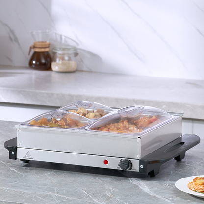 VEVOR Electric Buffet Server & Food Warmer, 14" x 14" Portable Stainless Steel Chafing Dish Set with Temp Control & Oven-Safe Pan, Perfect for Catering, Parties, Events, Entertaining, Silver, ETL