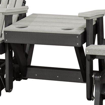 Double Glider with Center Table in Light Gray and Black