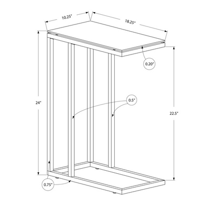 ACCENT TABLE - WHITE METAL WITH FROSTED TEMPERED GLASS