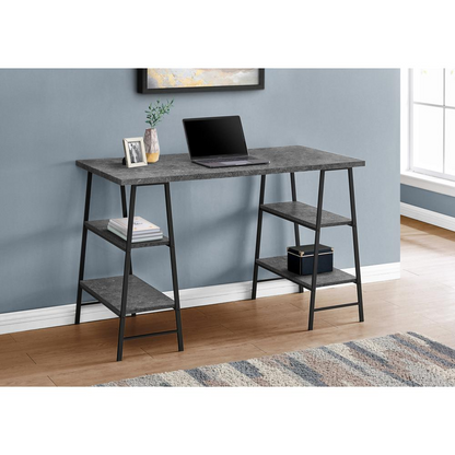 Computer Desk - 48"L, Grey Stone-Look, Black Metal