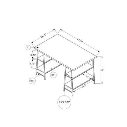 Computer Desk - 48"L, Grey Stone-Look, Black Metal