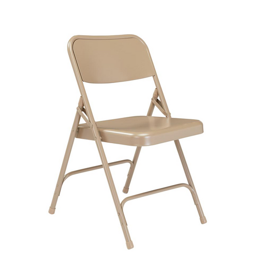 NPS® 200 Series Premium All-Steel Double Hinge Folding Chair, Beige (Pack of 4)