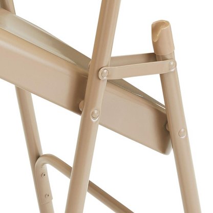NPS® 200 Series Premium All-Steel Double Hinge Folding Chair, Beige (Pack of 4)