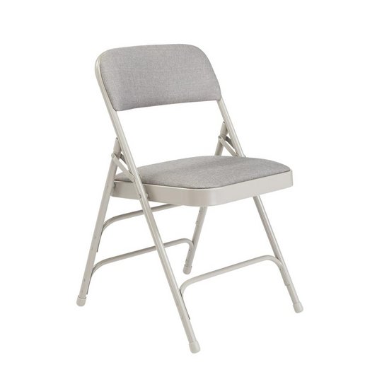 NPS® 2300 Series Deluxe Fabric Upholstered Triple Brace Double Hinge Premium Folding Chair, Greystone (Pack of 4)