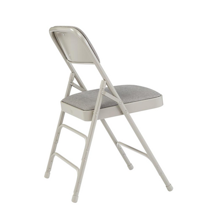 NPS® 2300 Series Deluxe Fabric Upholstered Triple Brace Double Hinge Premium Folding Chair, Greystone (Pack of 4)