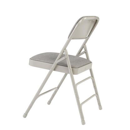 NPS® 2300 Series Deluxe Fabric Upholstered Triple Brace Double Hinge Premium Folding Chair, Greystone (Pack of 4)