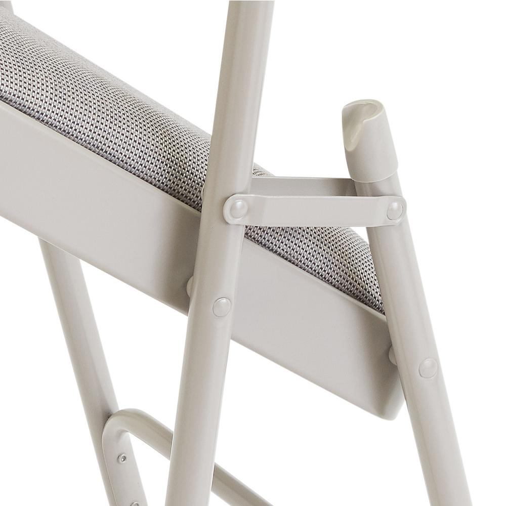 NPS® 2300 Series Deluxe Fabric Upholstered Triple Brace Double Hinge Premium Folding Chair, Greystone (Pack of 4)