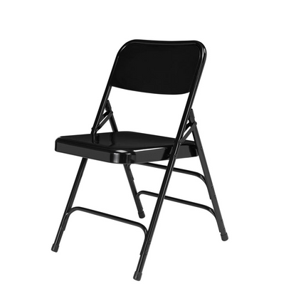 NPS® 300 Series Deluxe All-Steel Triple Brace Double Hinge Folding Chair, Black (Pack of 4)