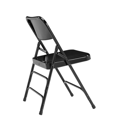 NPS® 300 Series Deluxe All-Steel Triple Brace Double Hinge Folding Chair, Black (Pack of 4)