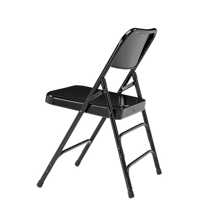 NPS® 300 Series Deluxe All-Steel Triple Brace Double Hinge Folding Chair, Black (Pack of 4)