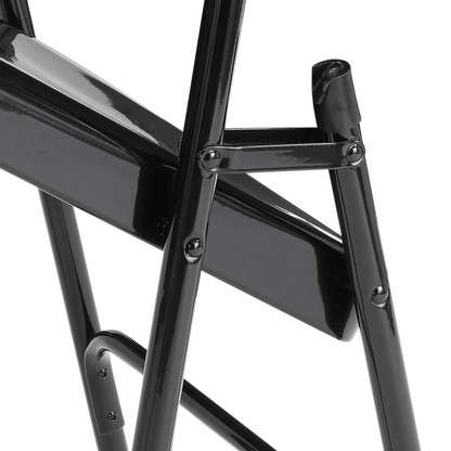 NPS® 300 Series Deluxe All-Steel Triple Brace Double Hinge Folding Chair, Black (Pack of 4)