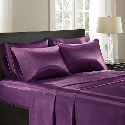 100% polyetser Solid Satined 6pcs Sheet Set,MPE20-716