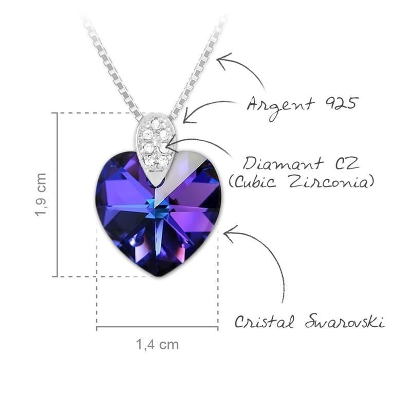 Silver Heliotrope Swarovski Crystal Heart Necklace
