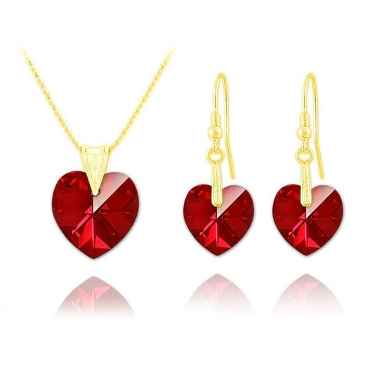 24K Gold Heart  Pendant Necklace Jewellery Set  Siam
