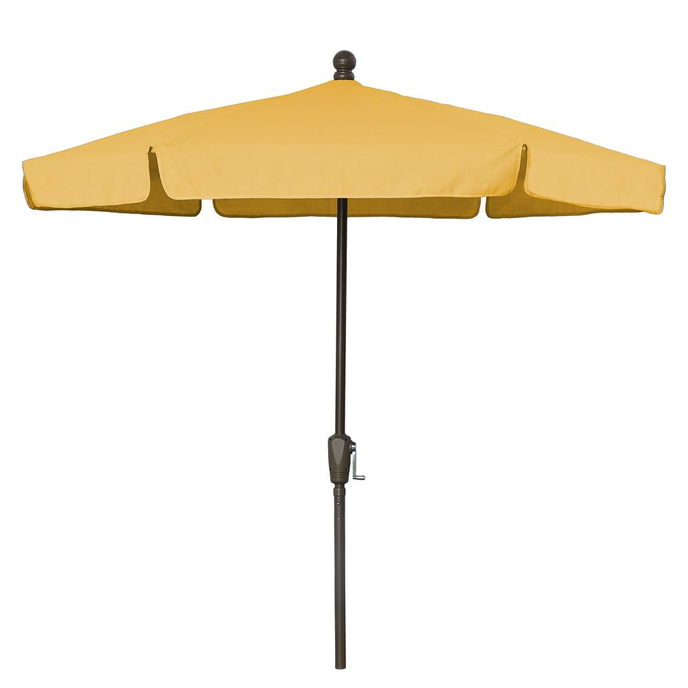 7.5' Hex Home Garden  Umbrella 6 Rib Crank Champagne Bronze with Yellow Vinyl Coated Weave Canopy