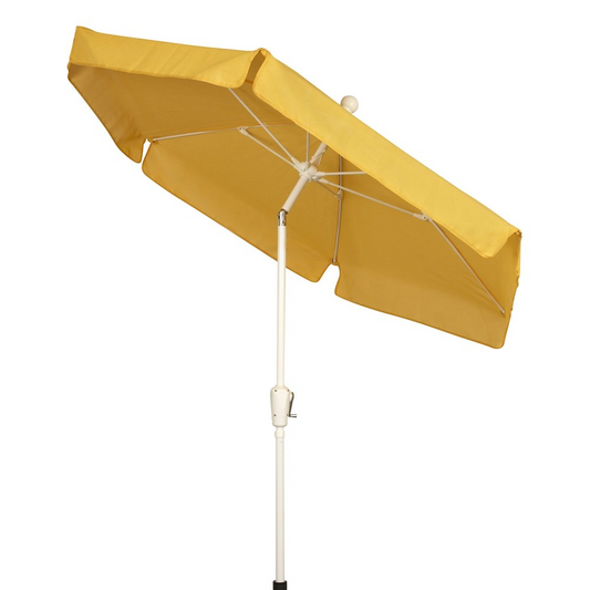 7.5' Hex Home Garden Tilt  Umbrella 6 Rib Crank White with Yellow Vinyl Coated Weave Canopy