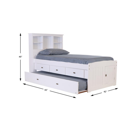 Twin Captains Bookcase Bed with 3 spacious under bed drawers