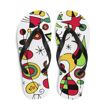 Joan Miro Peces de Colores (Colorful Fish) Artwork Flip-Flops
