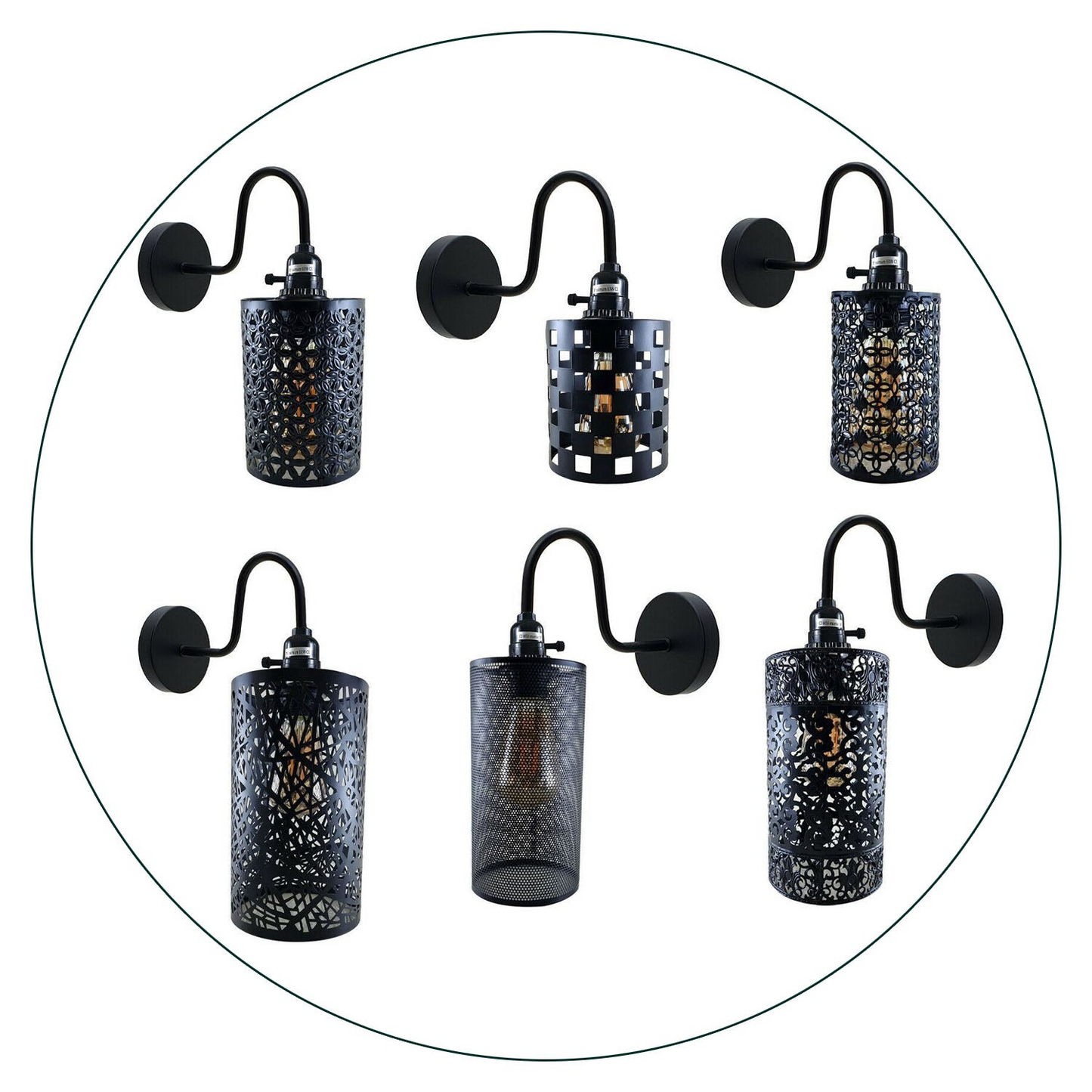 Vintage Industrial Wall Lights Fittings Indoor Sconce Black Metal Home Office Lamp Shade~1204