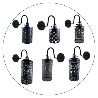 Vintage Industrial Wall Lights Fittings Indoor Sconce Black Metal Home Office Lamp Shade~1204