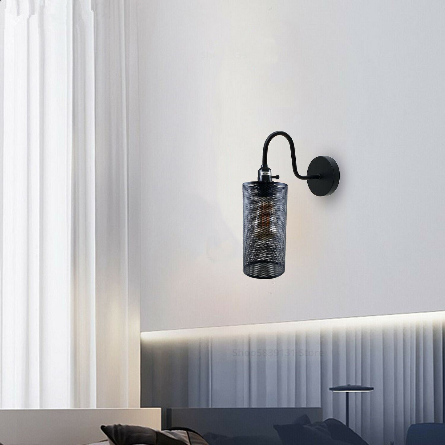 Vintage Industrial Wall Lights Fittings Indoor Sconce Black Metal Home Office Lamp Shade~1204