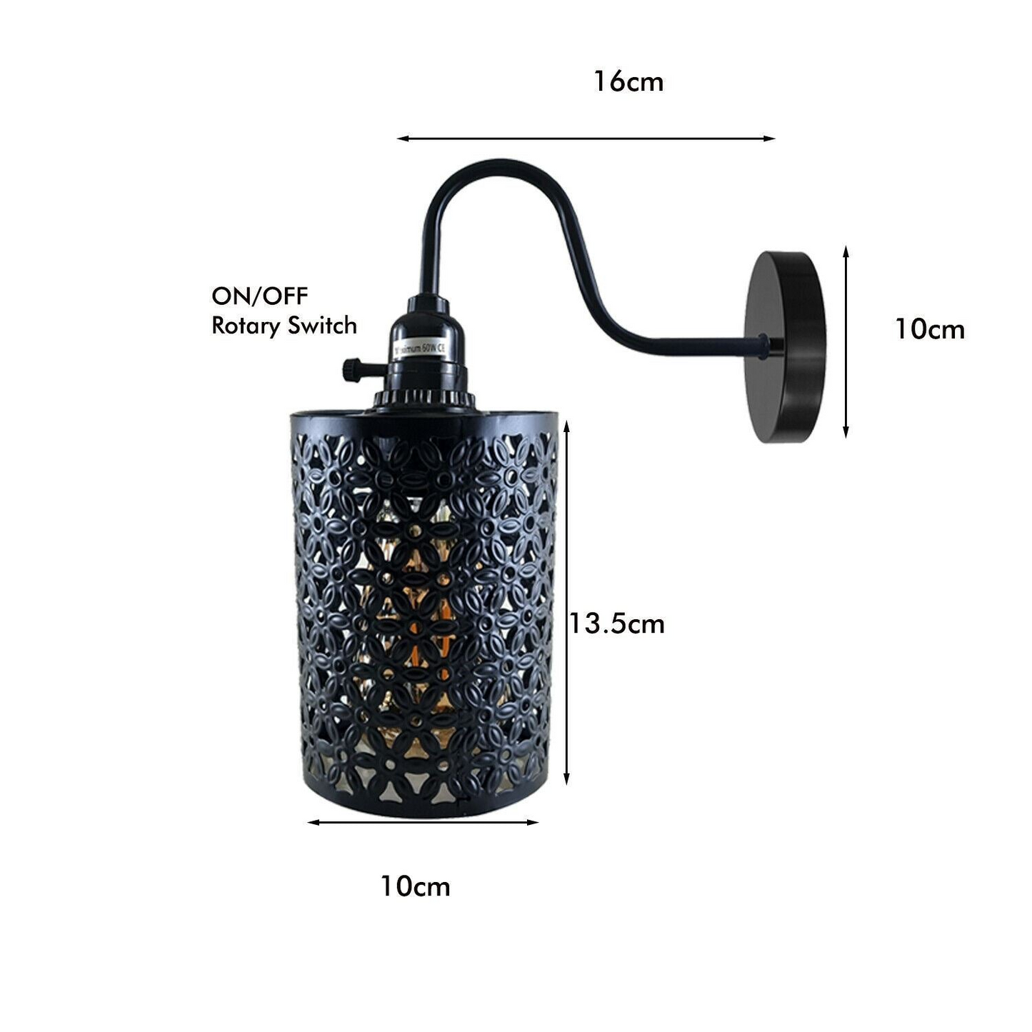Vintage Industrial Wall Lights Fittings Indoor Sconce Black Metal Home Office Lamp Shade~1204