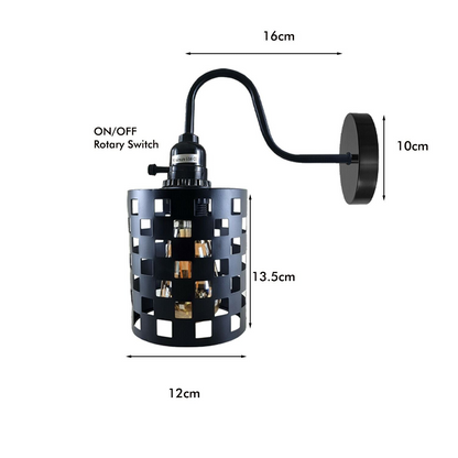 Vintage Industrial Wall Lights Fittings Indoor Sconce Black Metal Home Office Lamp Shade~1204