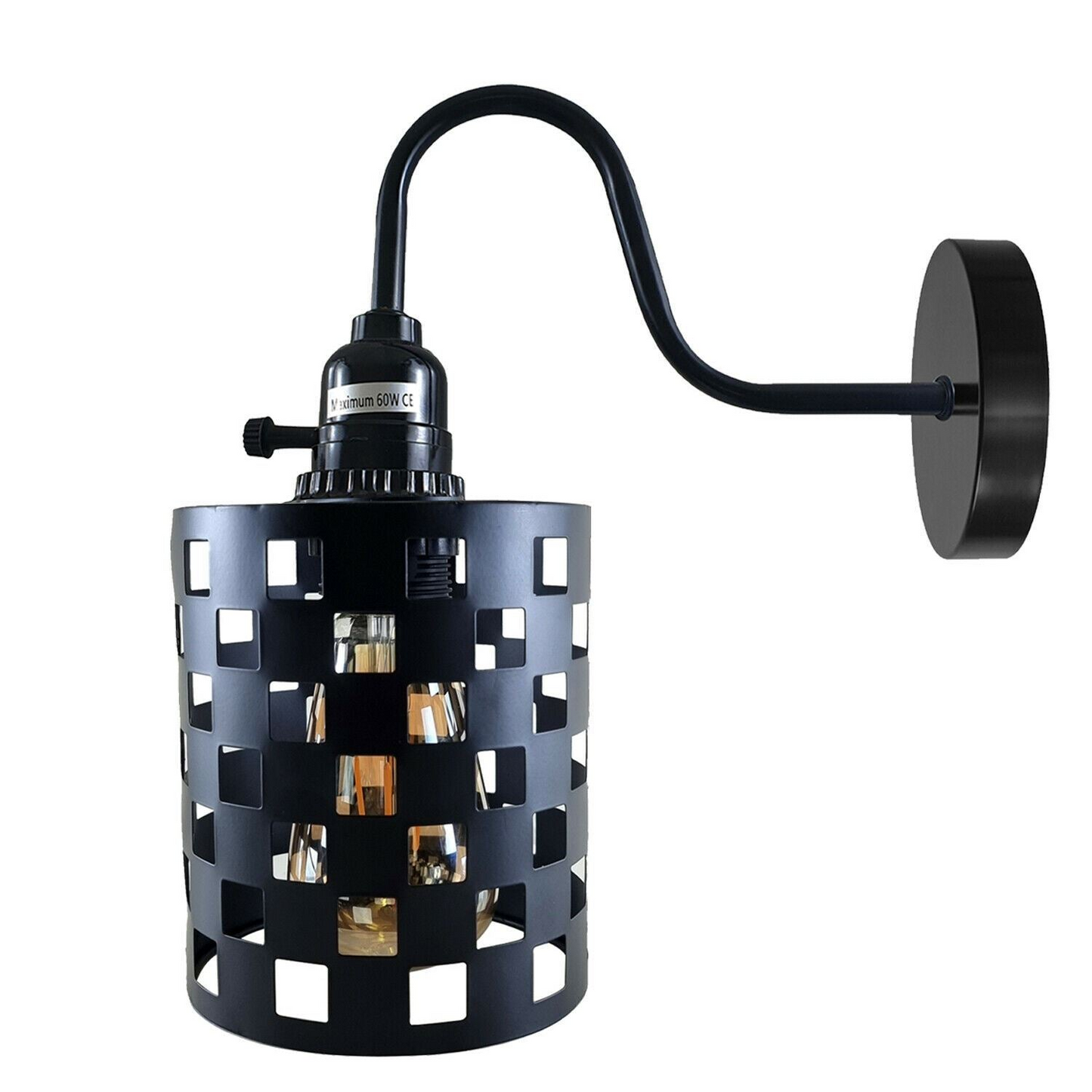 Vintage Industrial Wall Lights Fittings Indoor Sconce Black Metal Home Office Lamp Shade~1204