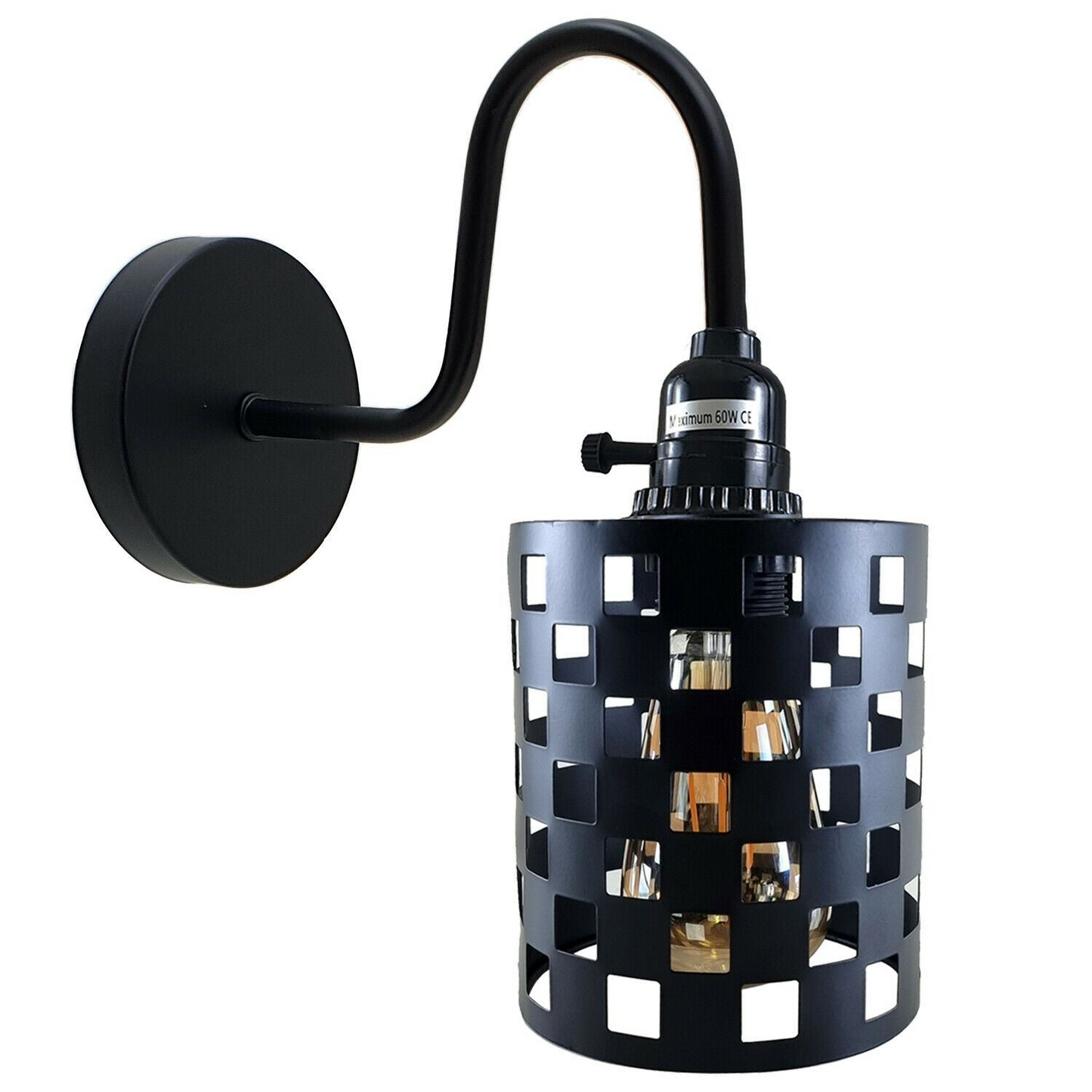 Vintage Industrial Wall Lights Fittings Indoor Sconce Black Metal Home Office Lamp Shade~1204