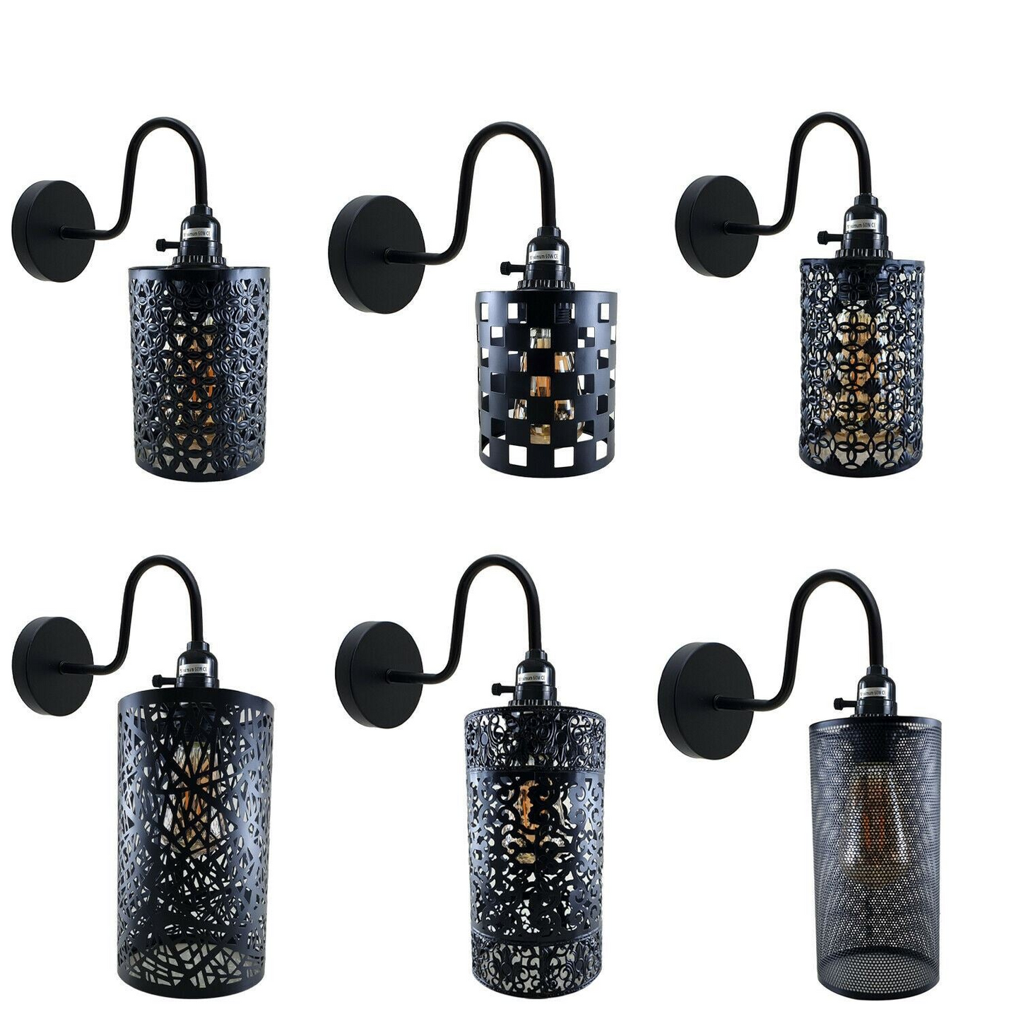 Vintage Industrial Wall Lights Fittings Indoor Sconce Black Metal Home Office Lamp Shade~1204