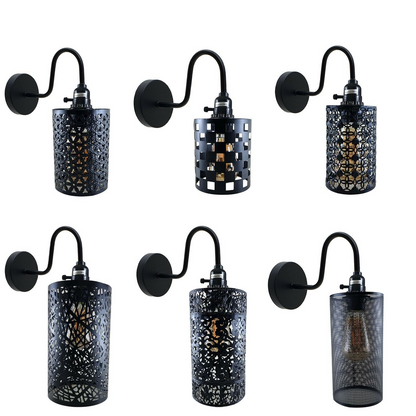 Vintage Industrial Wall Lights Fittings Indoor Sconce Black Metal Home Office Lamp Shade~1204