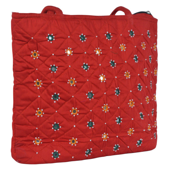 Handmade Banjara Mirror Beads Shoulder Bag for Women Red