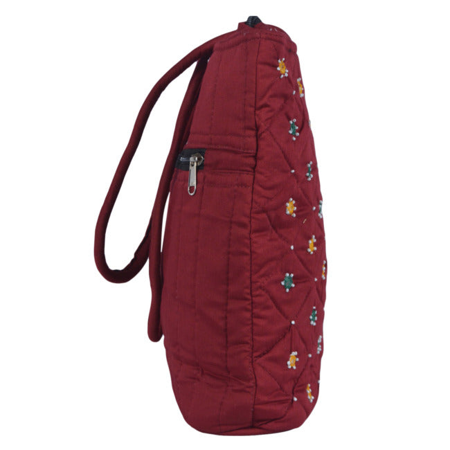 Handmade Banjara Mirror Beads Handbag for Women Dark Maroon