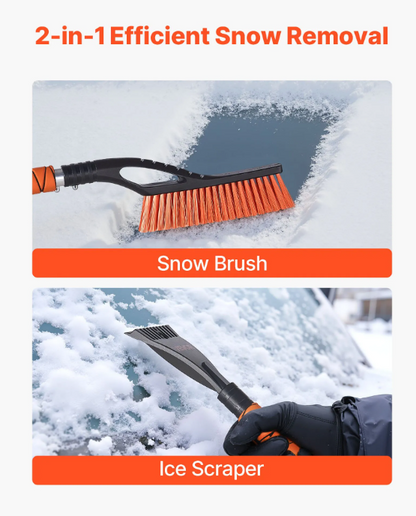 Snow Brush and Ice Scrapers for Car Windshield, 27-inch Aluminum Snow Scraper Removal Tool with Foam Grip & Scratch-Free Bristles, Detachable and Easy-to-Carry for Cars, Trucks, SUVs, RVs