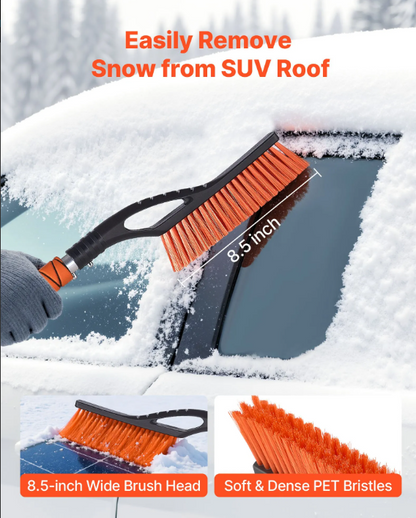 Snow Brush and Ice Scrapers for Car Windshield, 27-inch Aluminum Snow Scraper Removal Tool with Foam Grip & Scratch-Free Bristles, Detachable and Easy-to-Carry for Cars, Trucks, SUVs, RVs