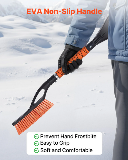 Snow Brush and Ice Scrapers for Car Windshield, 27-inch Aluminum Snow Scraper Removal Tool with Foam Grip & Scratch-Free Bristles, Detachable and Easy-to-Carry for Cars, Trucks, SUVs, RVs