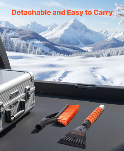 Snow Brush and Ice Scrapers for Car Windshield, 27-inch Aluminum Snow Scraper Removal Tool with Foam Grip & Scratch-Free Bristles, Detachable and Easy-to-Carry for Cars, Trucks, SUVs, RVs