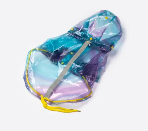 Kinney Dog Translucent Raincoat – Waterproof Psychedelic Rain Jacket with Removable Hood & Leash Opening